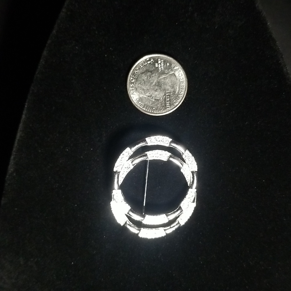 Vintage Signed Emmons Silver Brooch, Double Open Circles, Hammered Details - Picture 4 of 6